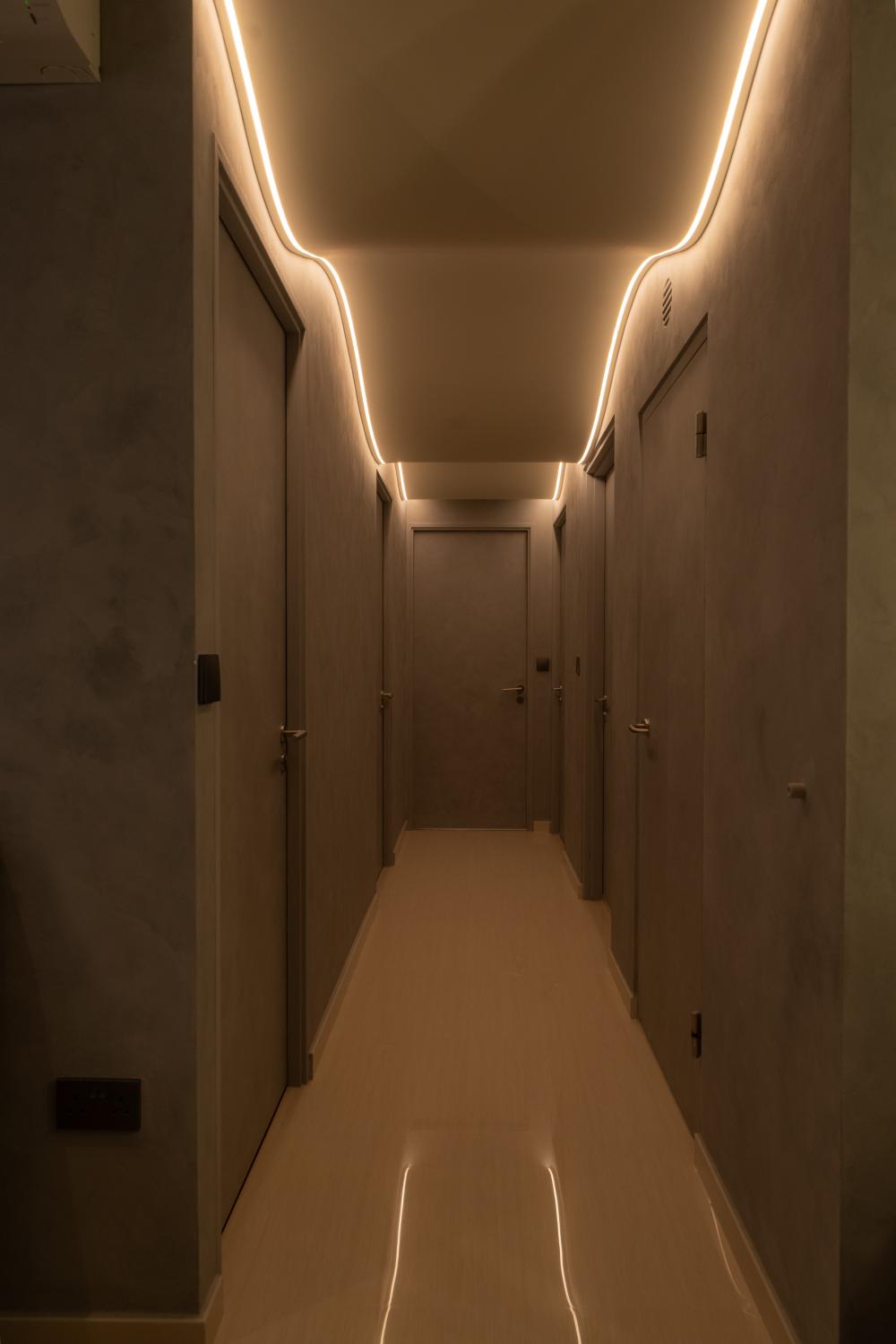 Modern Entryway with Drop Ceiling and Lighting