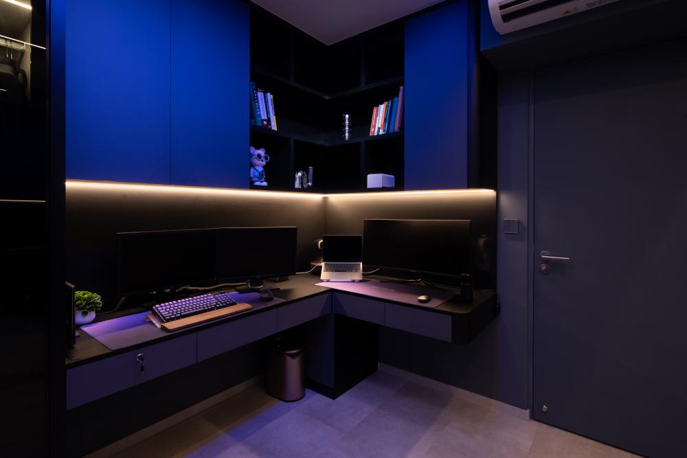 Modern Study with Desk Chairs and Storage Cabinets
