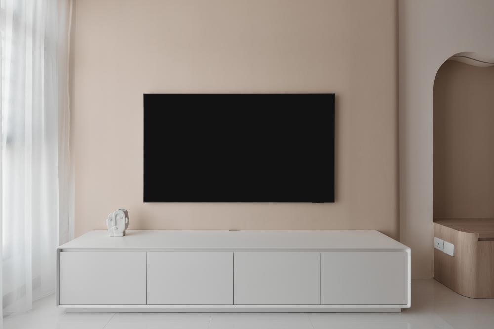 Scandinavian Living Room with TV Console and TV