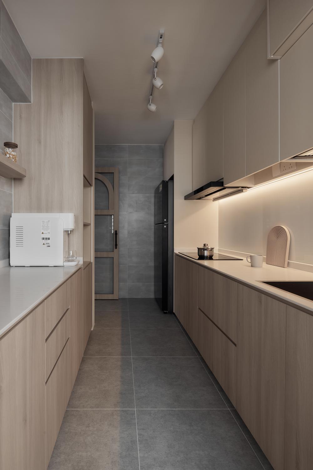 Scandinavian Kitchen with Countertop and Kitchen Island
