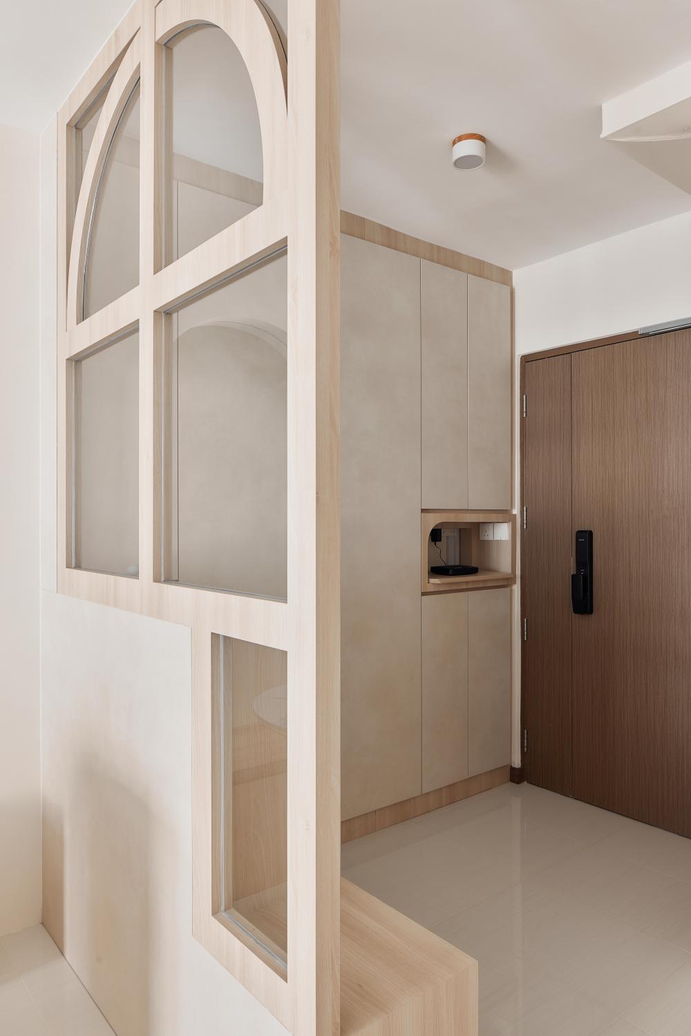 Scandinavian Entryway with Seating Bench and Console Table