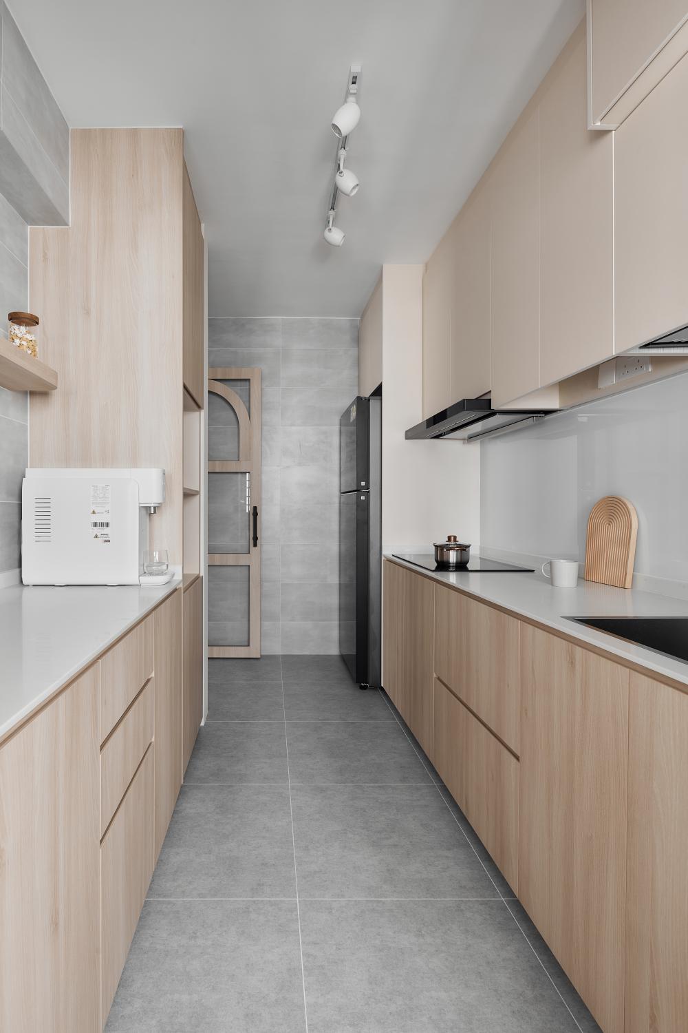 Scandinavian Kitchen with Countertop and Kitchen Island