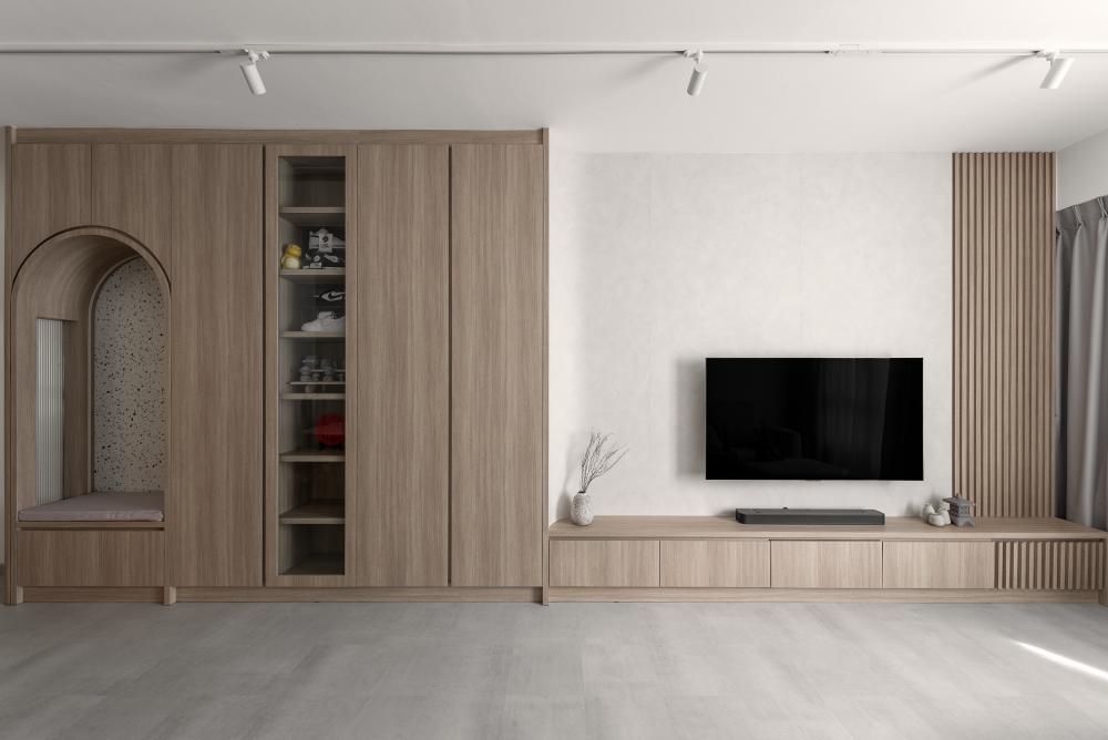 Scandinavian Living Room with TV Console and TV