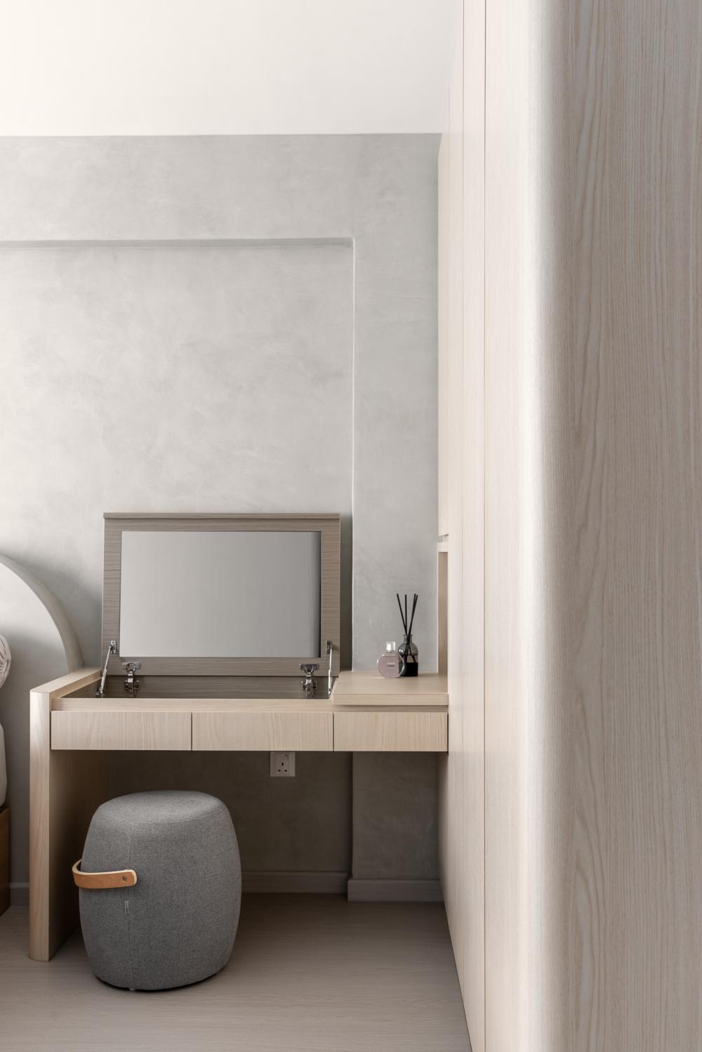 Scandinavian Bedroom with Wardrobe and Bedside Table