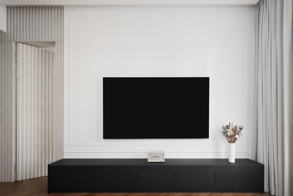 Modern Living Room with TV Console and Feature Wall