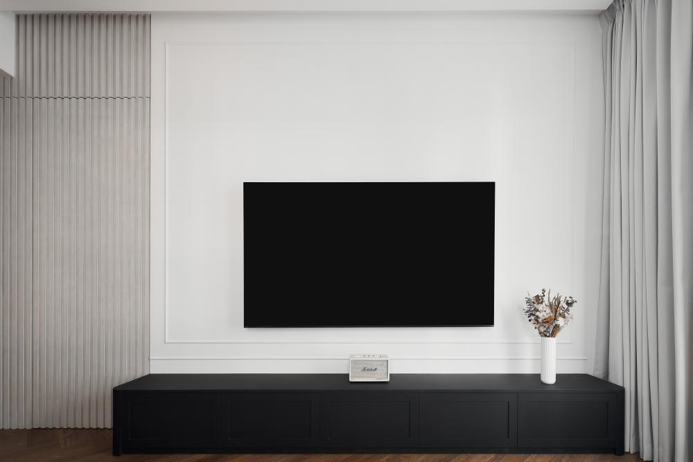 Modern Living Room with TV Console and Feature Wall