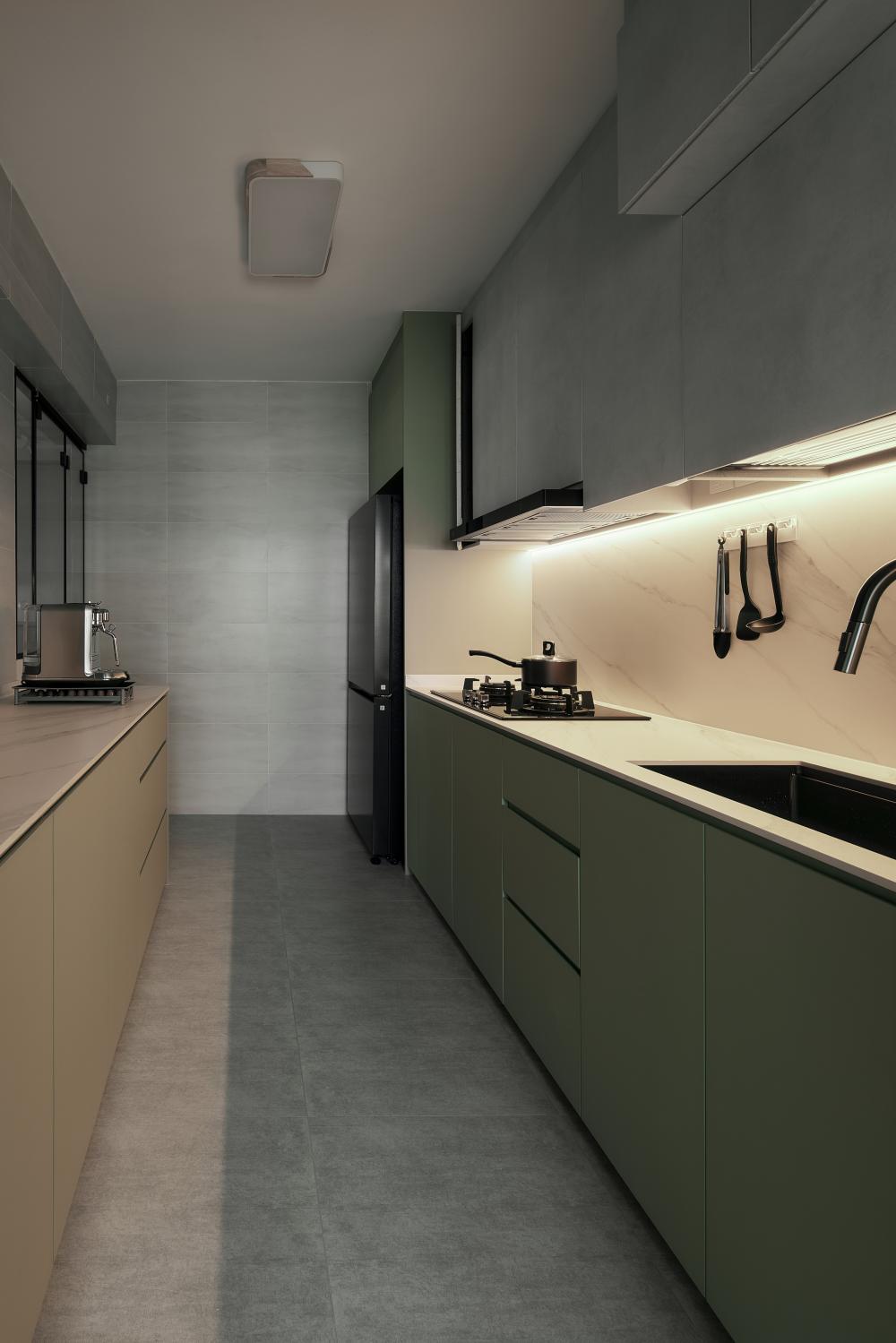 Scandinavian Kitchen with Countertop and Kitchen Island