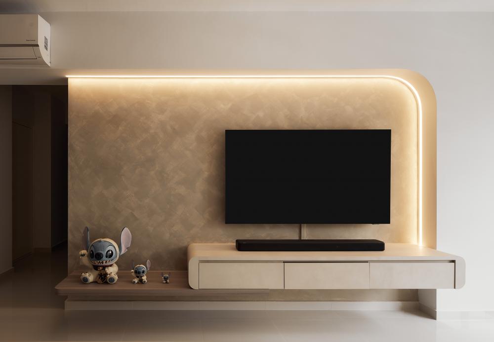 Scandinavian Living Room with TV Console and Wood TV Console