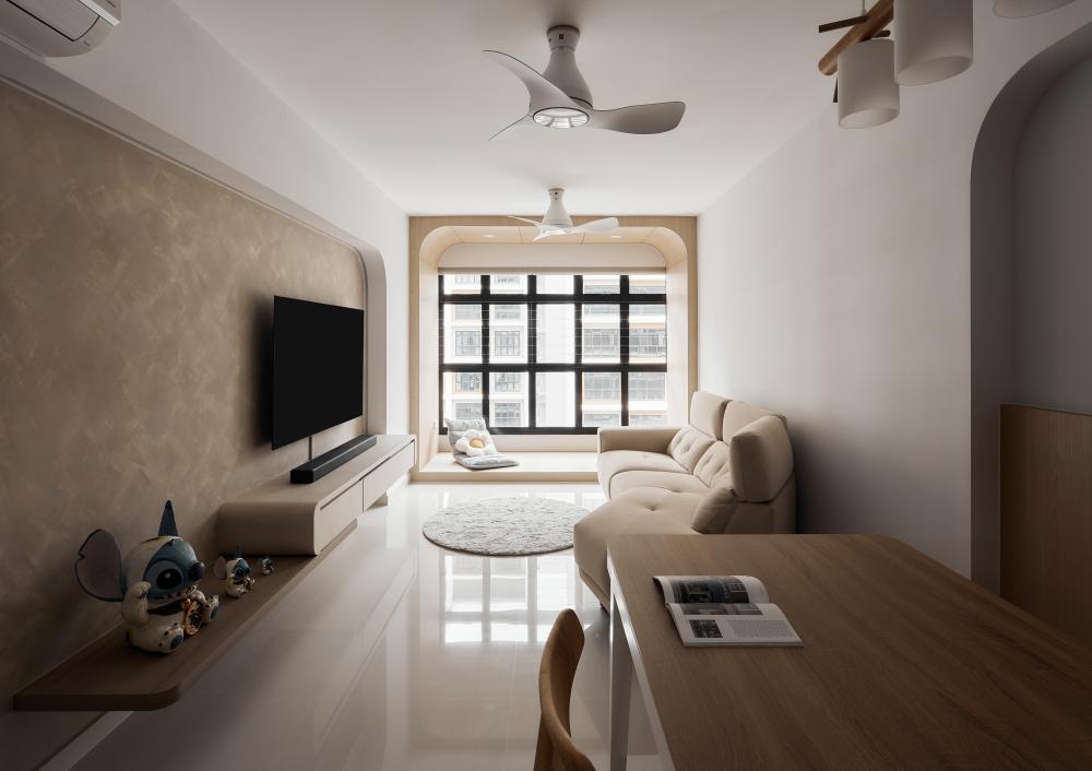 Scandinavian Living Room with TV Console and Sofa
