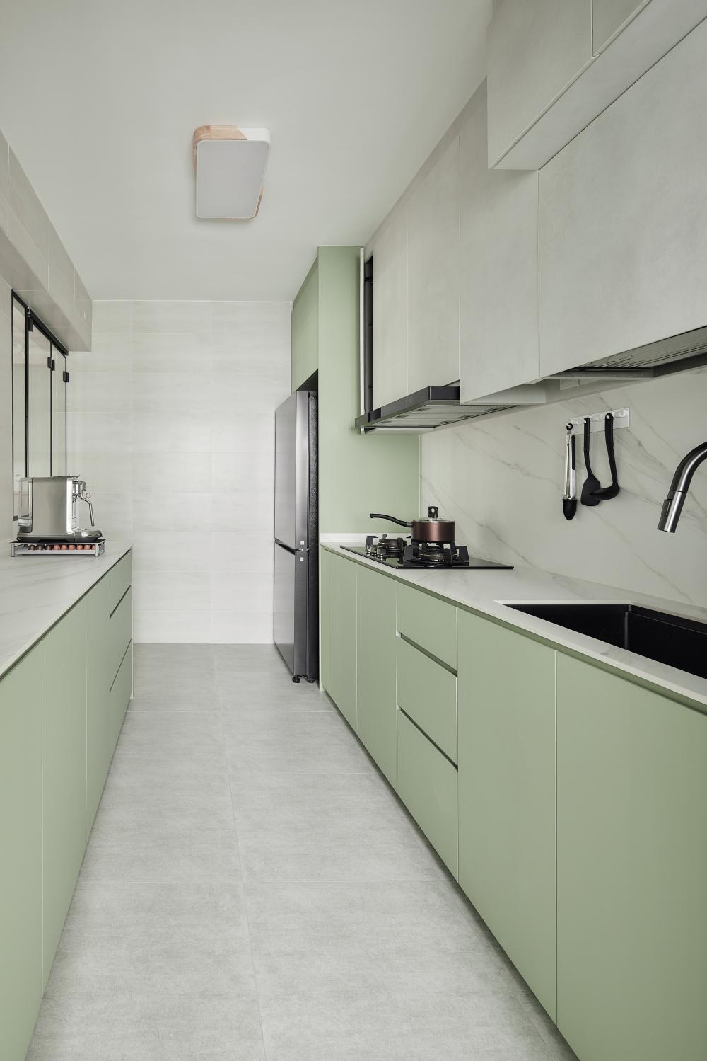 Scandinavian Kitchen with Countertop and Kitchen Island