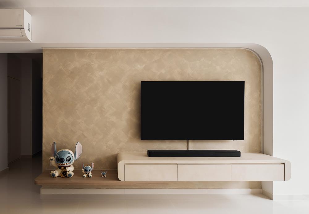 Scandinavian Living Room with TV Console and TV