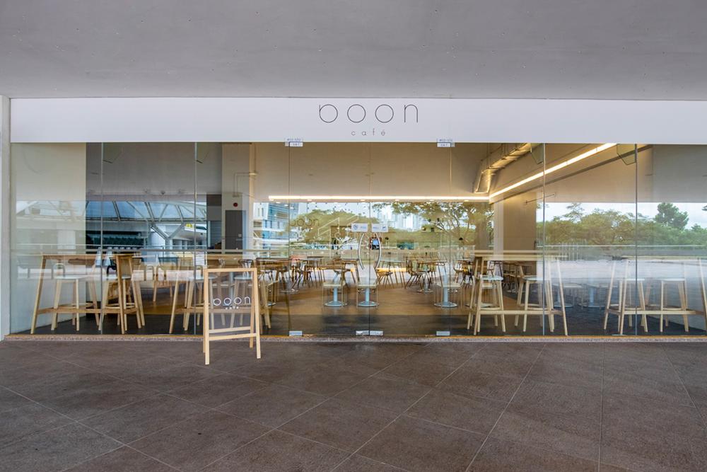 Scandinavian Restaurant with Dining Table and Cookware