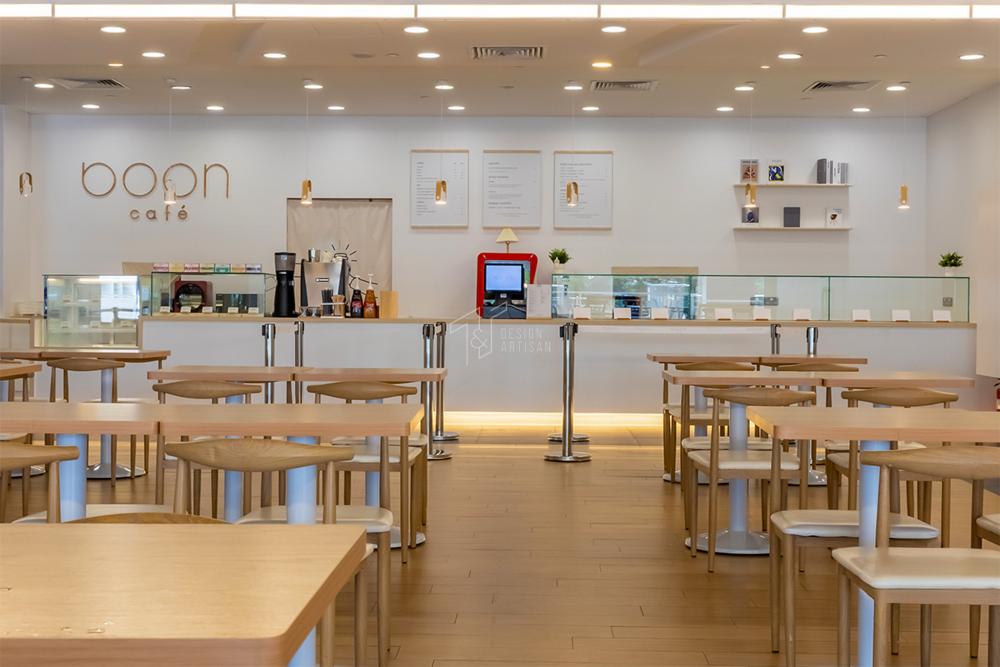Scandinavian Restaurant with Bar Counter and Dining Table
