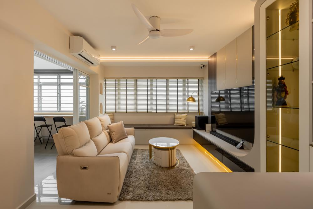 Modern Living Room with Downlights and Sofa