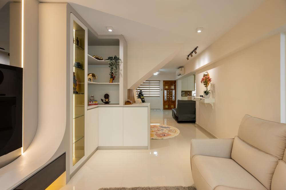 Modern Living Room with Sofa and Ottoman