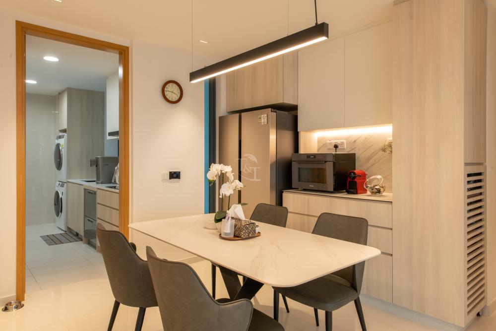 Modern Dining Room with Drop Light and Cove Lighting
