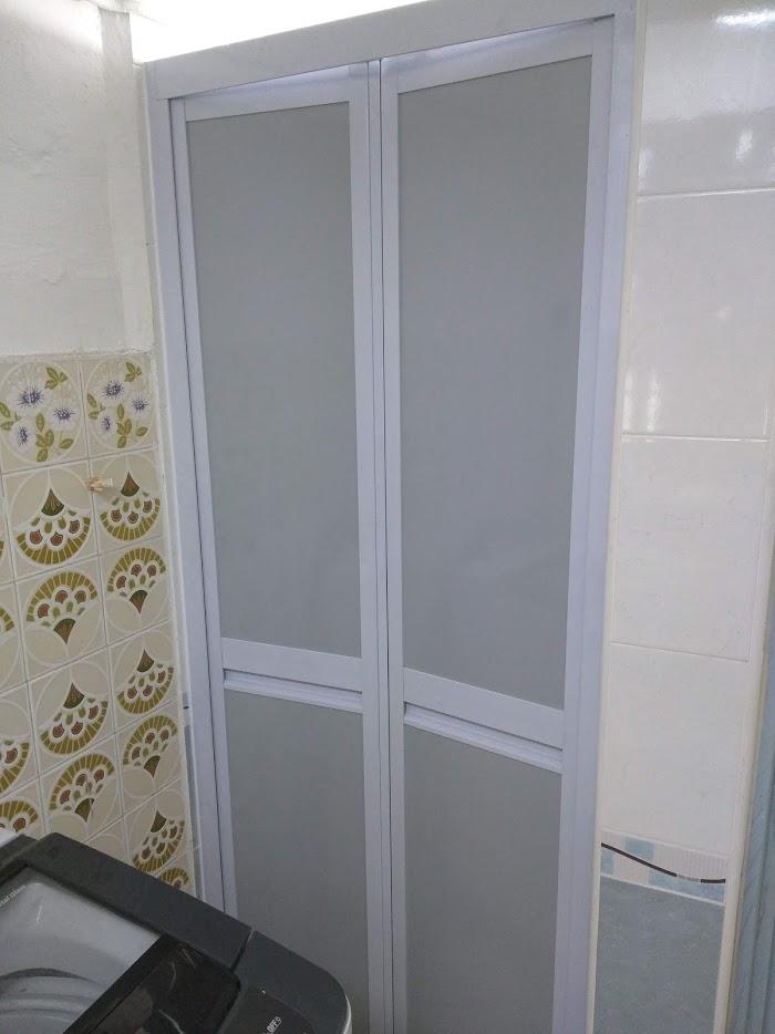 Asian Bathroom with Mirror and Rainshower