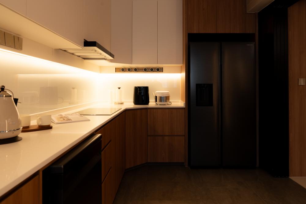 Scandinavian Kitchen with Countertop and Cupboard