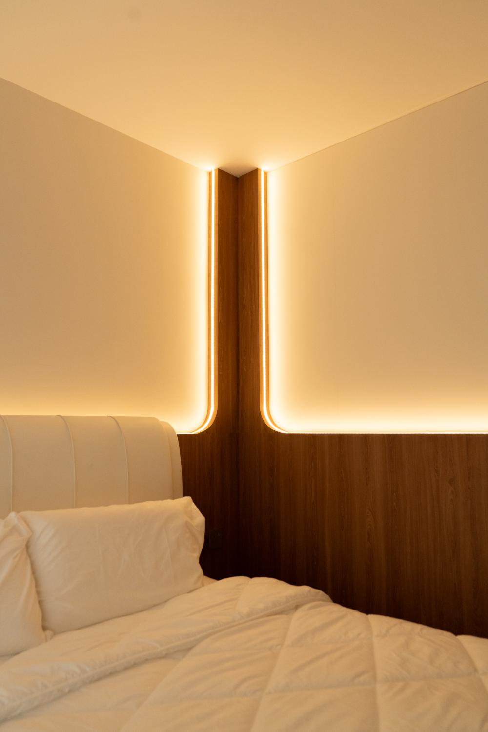 Scandinavian Bedroom with Closet and Bed