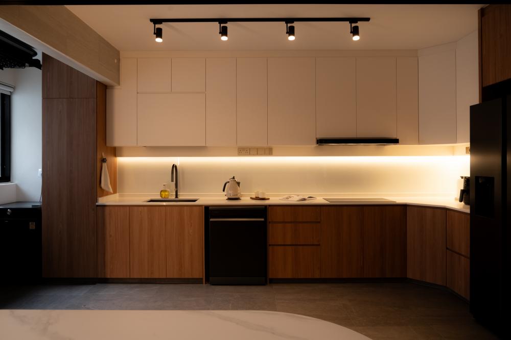 Scandinavian Kitchen with Countertop and Cupboard