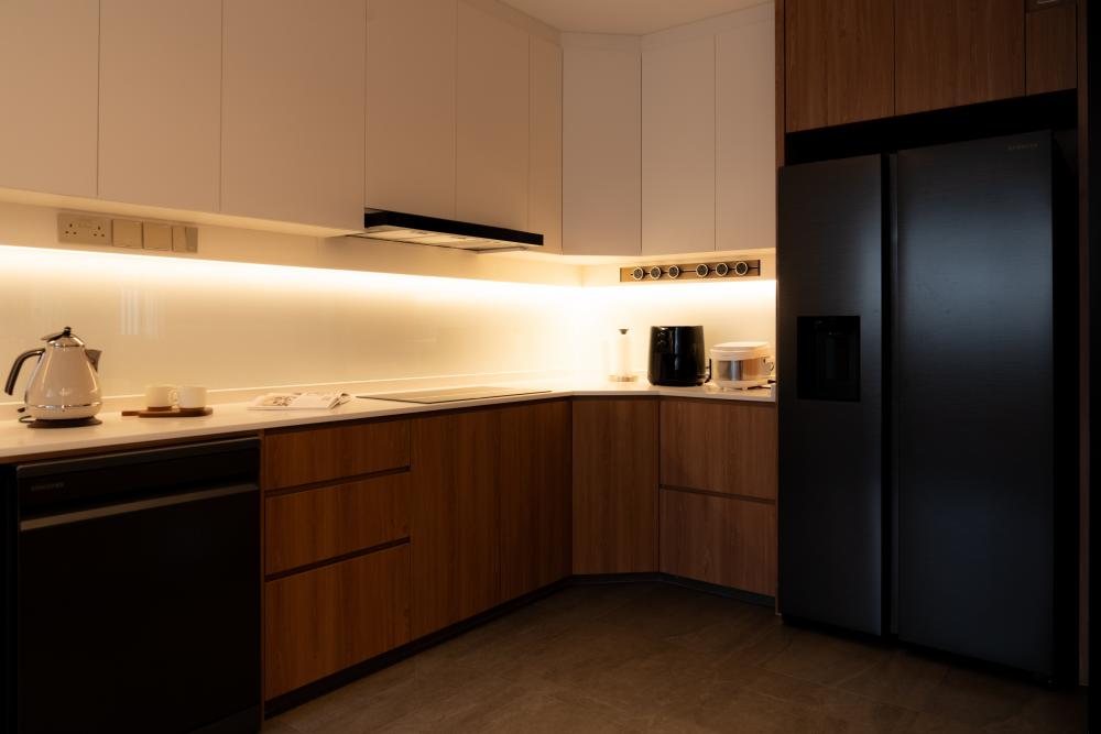 Scandinavian Kitchen with Countertop and Kitchen Island