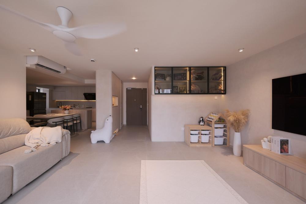 Modern Living Room with Feature Wall and Drop Light