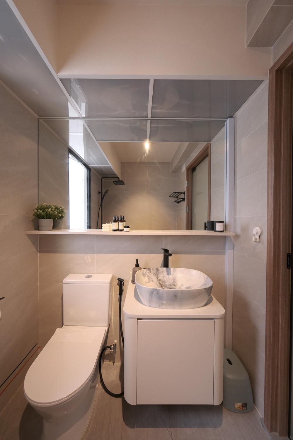 Modern Bathroom with Cement Floor and Granite Floor