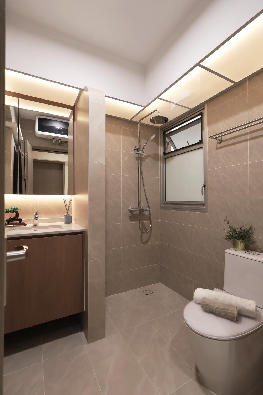 Modern Bathroom with Mirror and Shower Screen