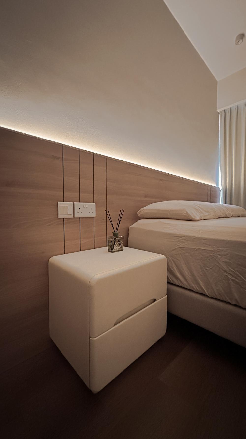 Minimalist Bedroom with Platform Bed and Bedside Table