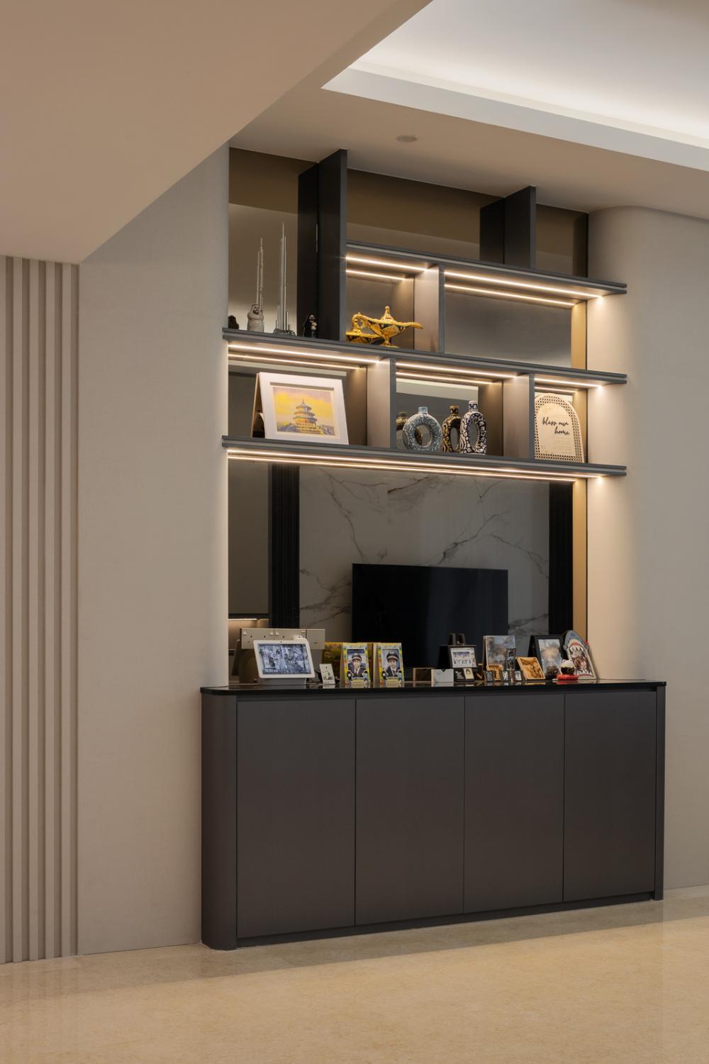 Modern Entryway with Mirror and Small Storage