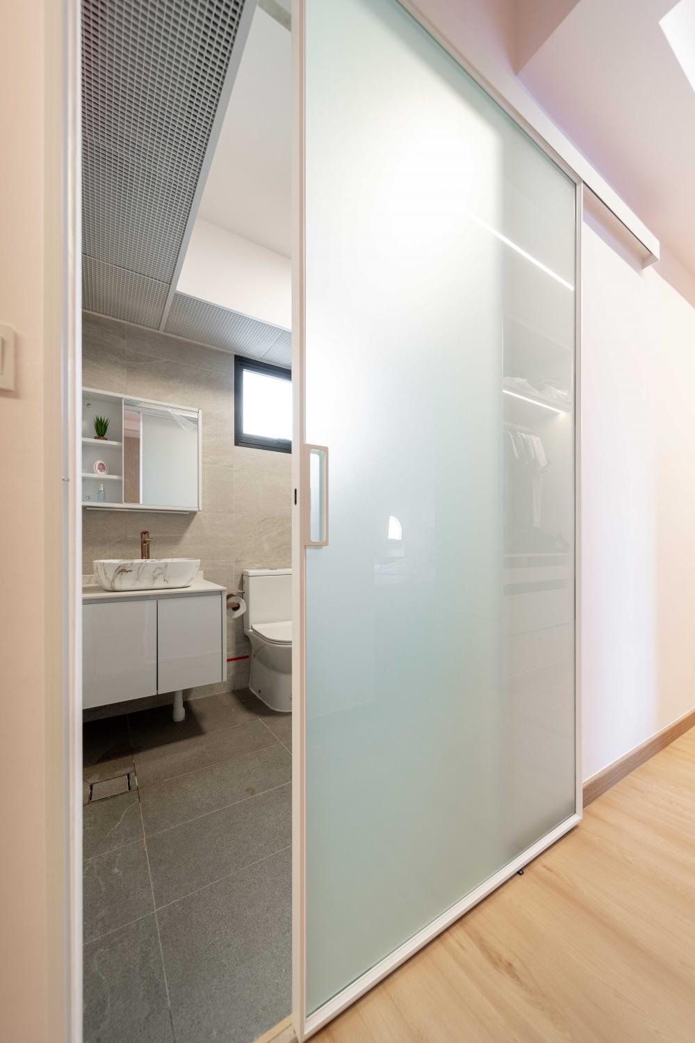 Minimalist Bathroom with Mirror and Bathroom Mirrors