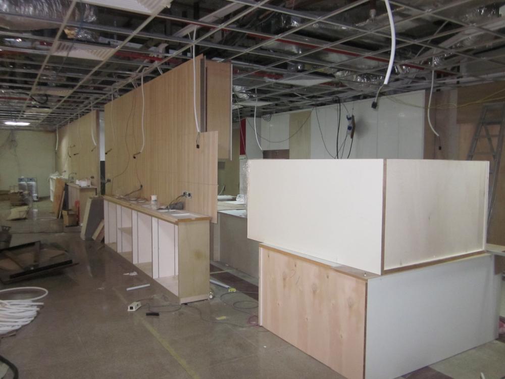 Asian Home Office with Bookshelf and Wallpaper