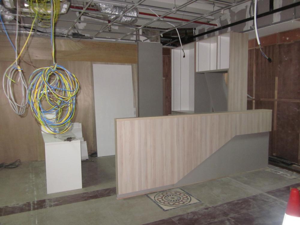 Asian Home Office with Bookcases and Small Storage