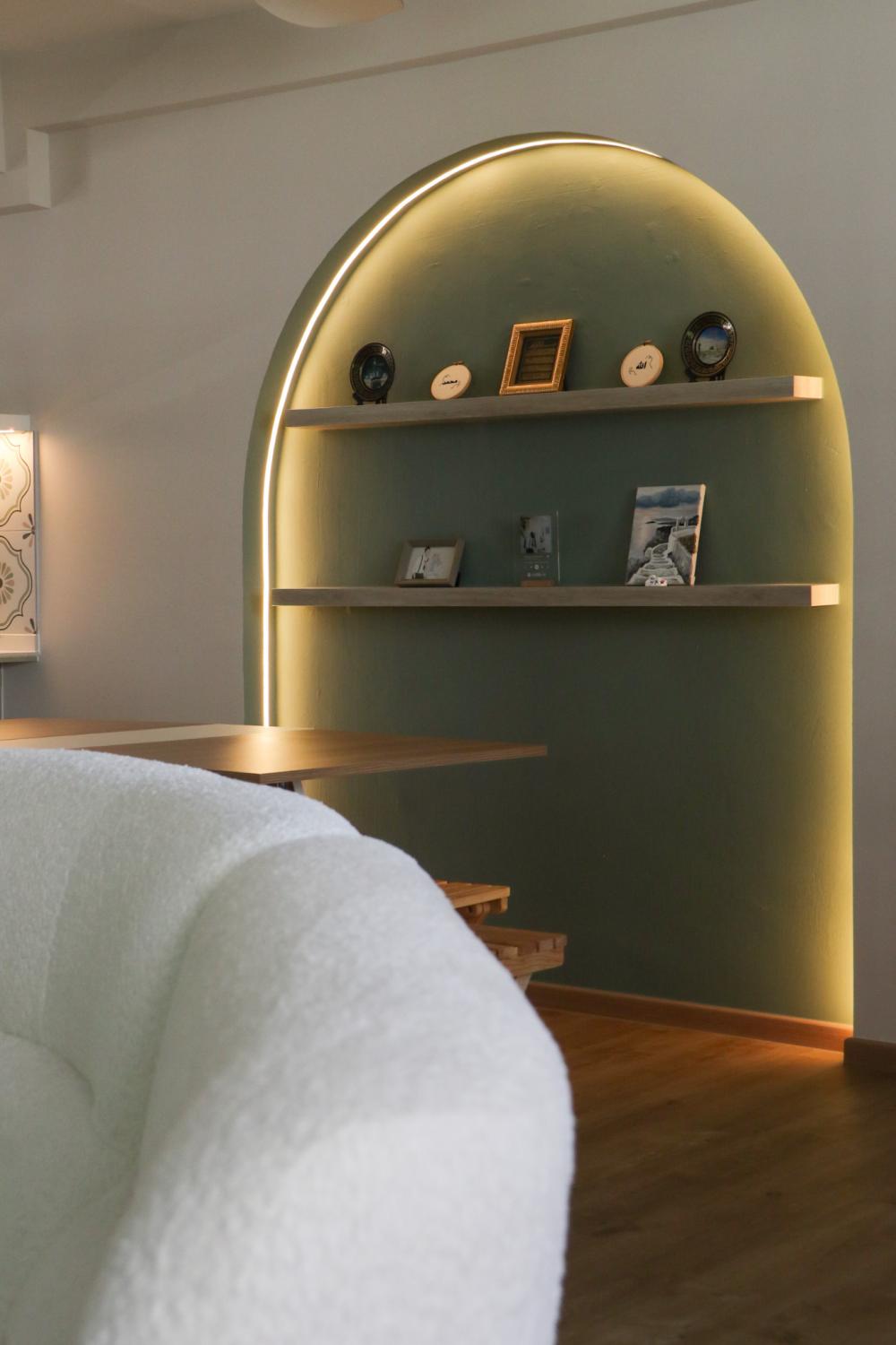 Country Hallway with Bookshelf and Artwork