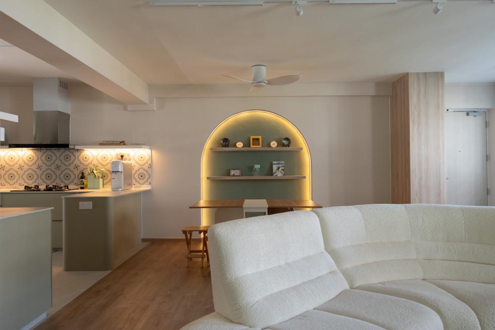 Country Living Room with Bookshelf and Settee