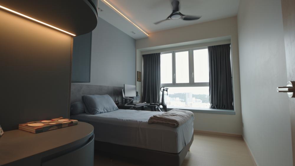 Scandinavian Bedroom with Cove Lighting and Wardrobe