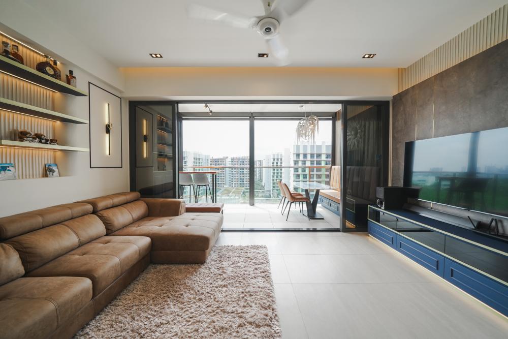 Modern Living Room with Countertop and TV Console