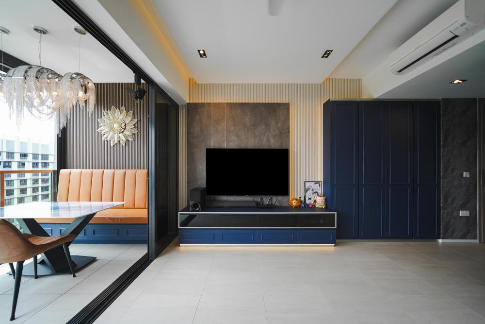 Modern Living Room with TV Console and Feature Wall