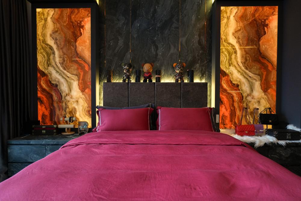 Modern Bedroom with Built-in Bed and Sideboard