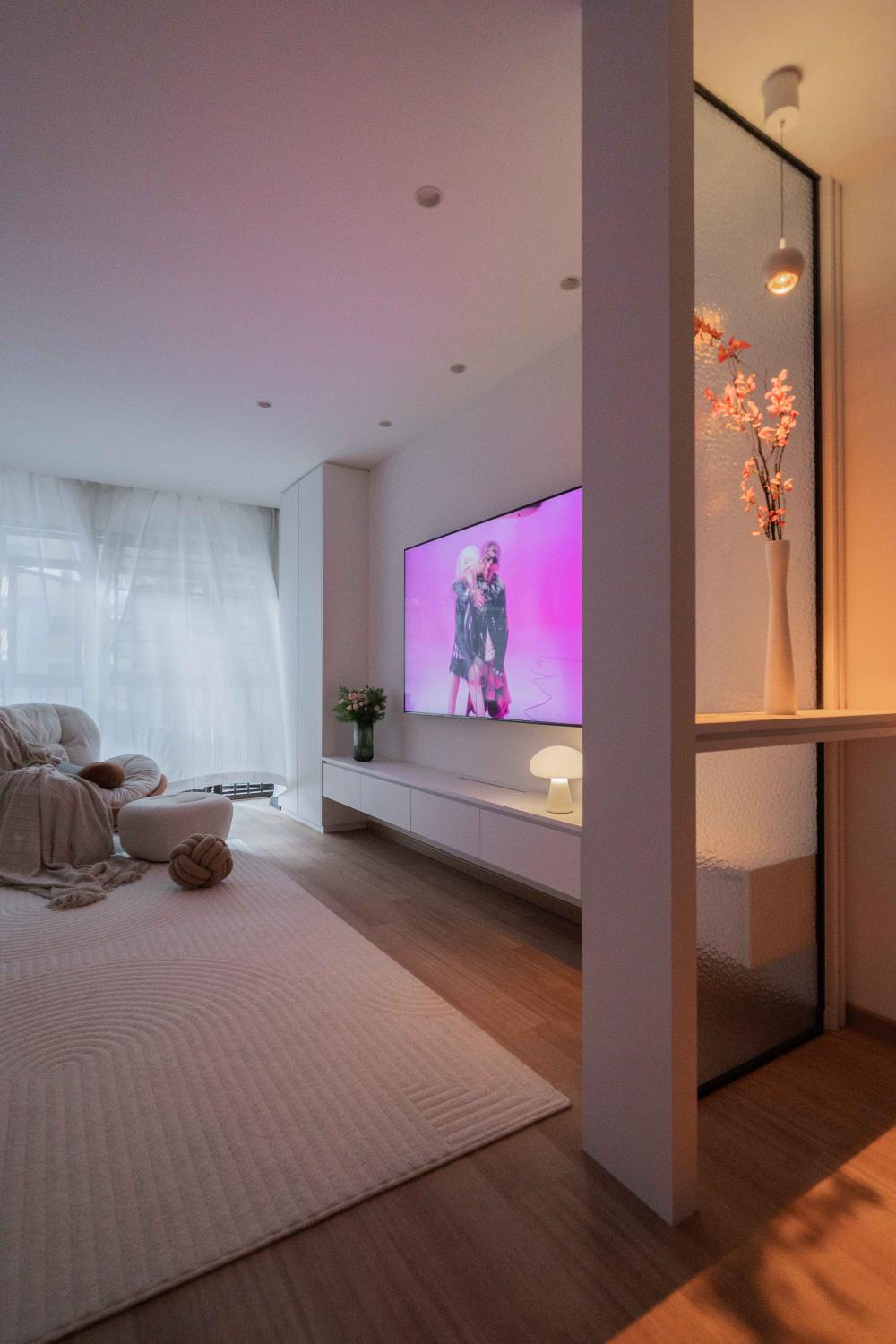 Minimalist Living Room with Artwork and Planters