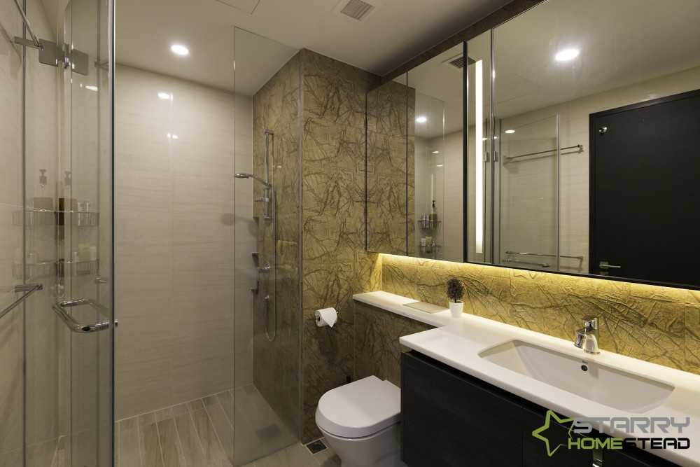 Scandinavian Bathroom with Mirror and Vanity Counter