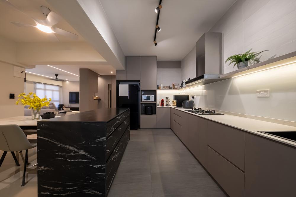 Country Kitchen with Countertop and Kitchen Window