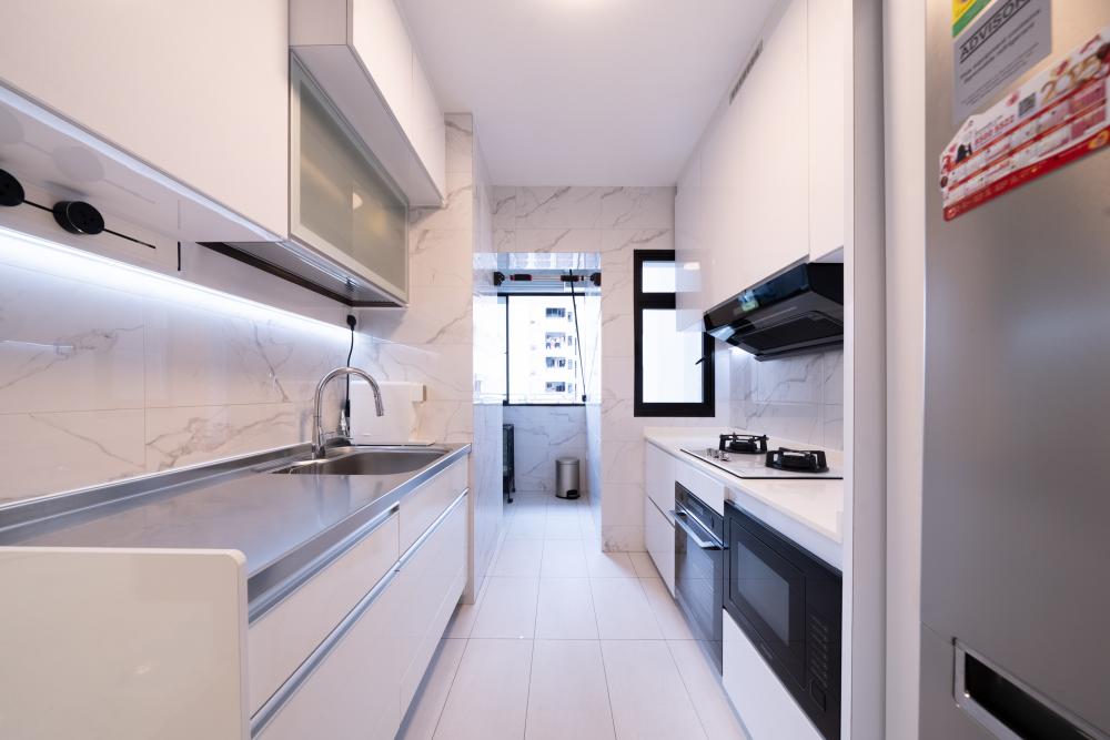 Modern Kitchen with Countertop and Kitchen Window