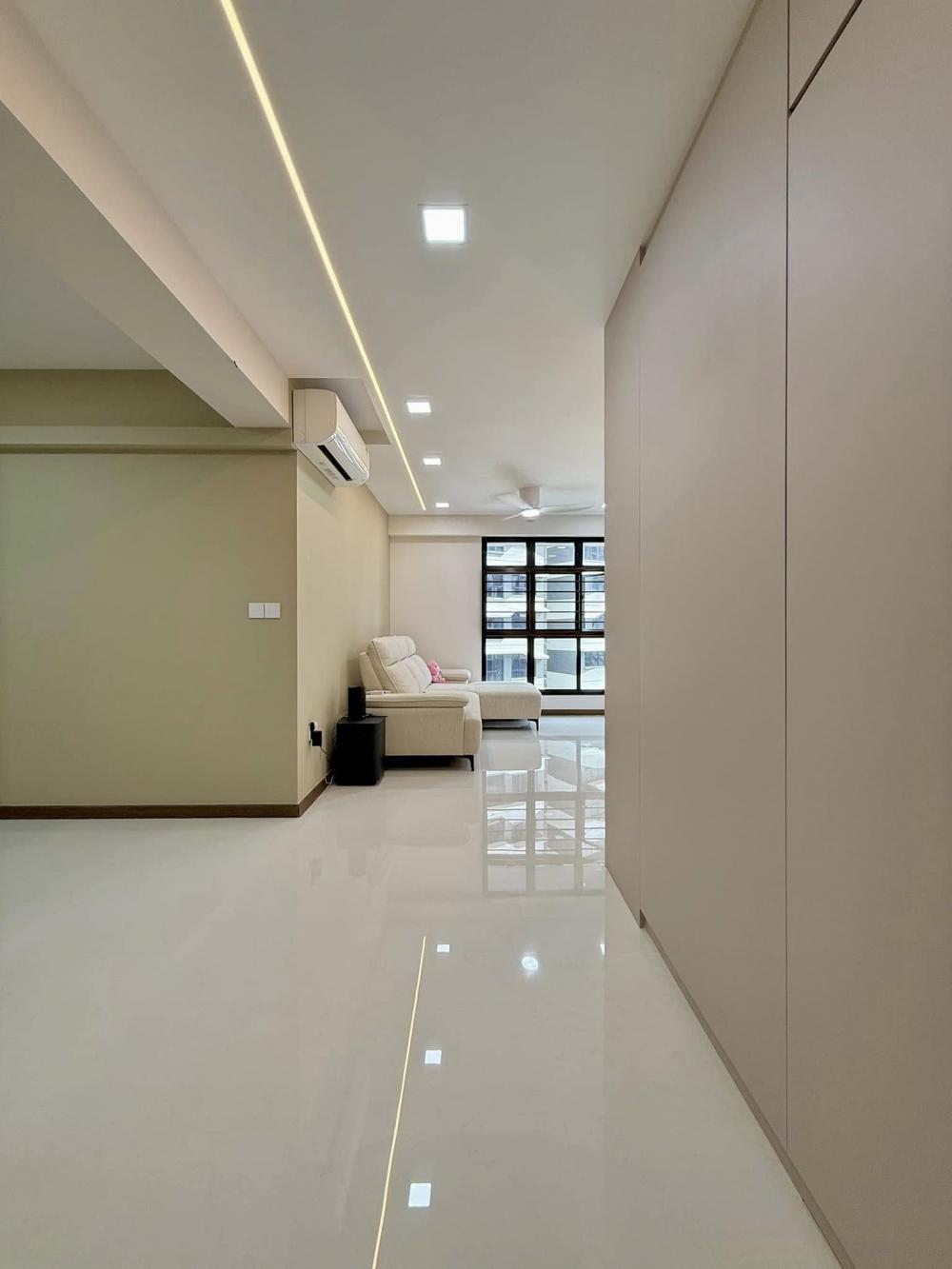 Minimalist Living Room with Downlights and Lighting