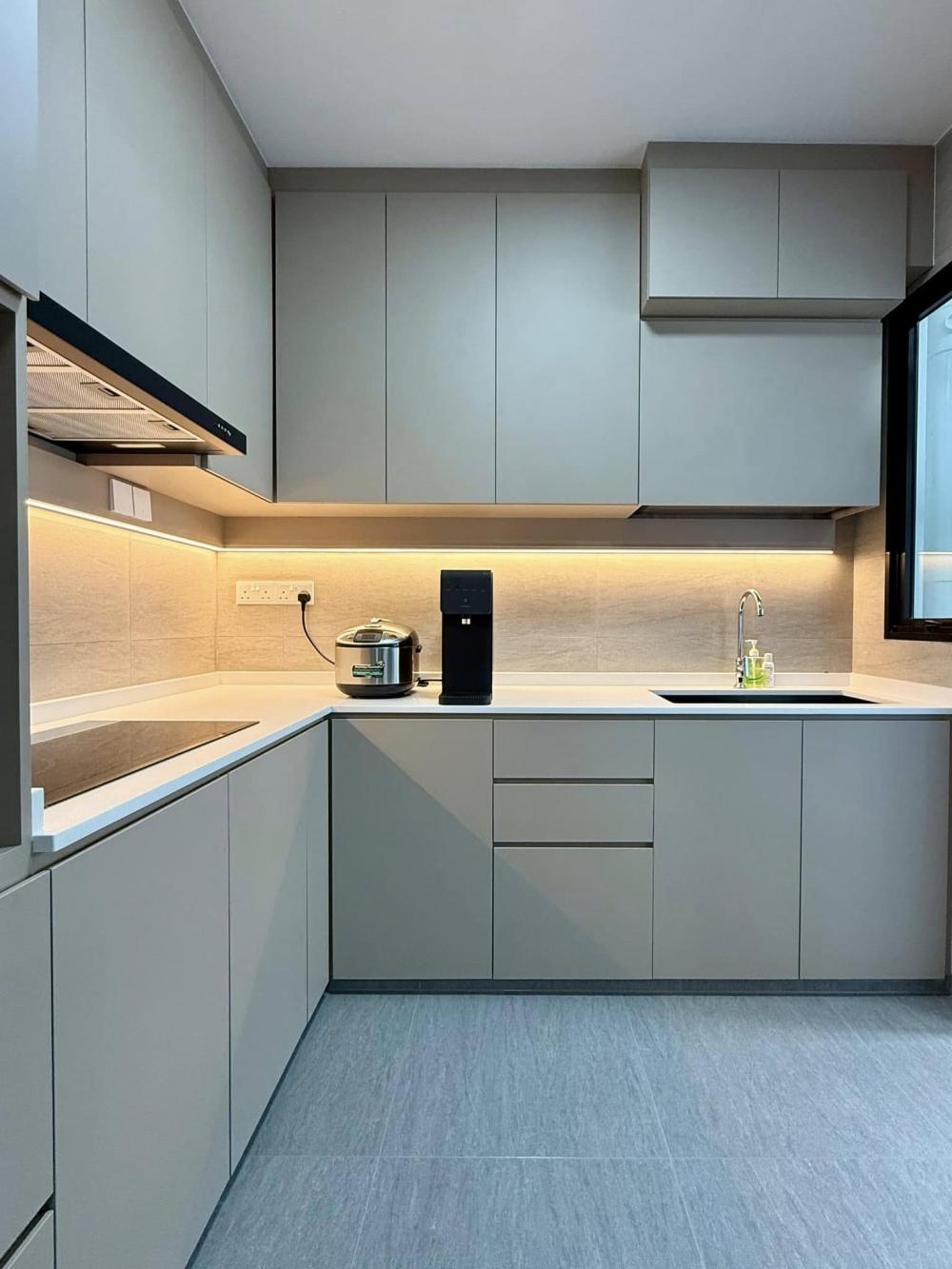 Minimalist Kitchen with Countertop and Kitchen Tap