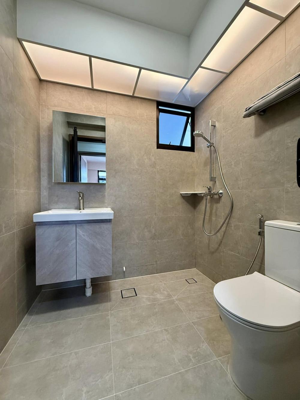 Minimalist Bathroom with Mirror and Bathroom Mirrors