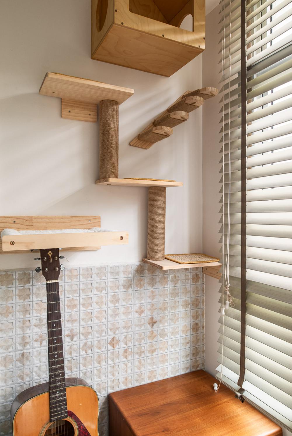 Scandinavian Balcony with Window Grille and Outdoor Table