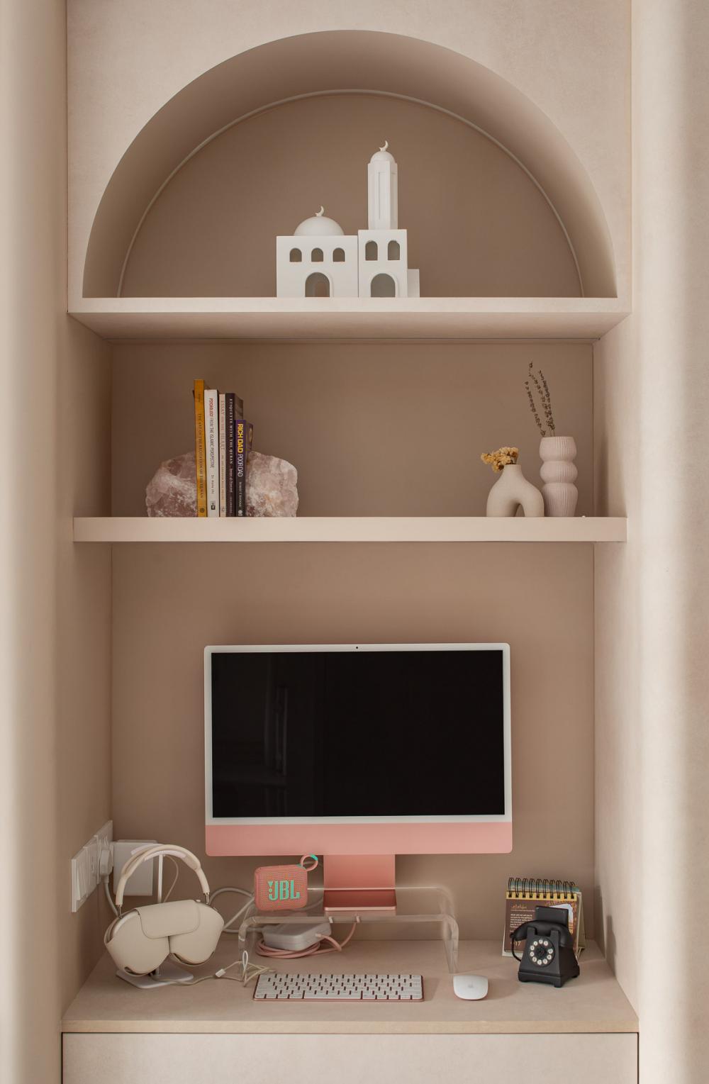 Scandinavian Study with Bookshelf and Desk