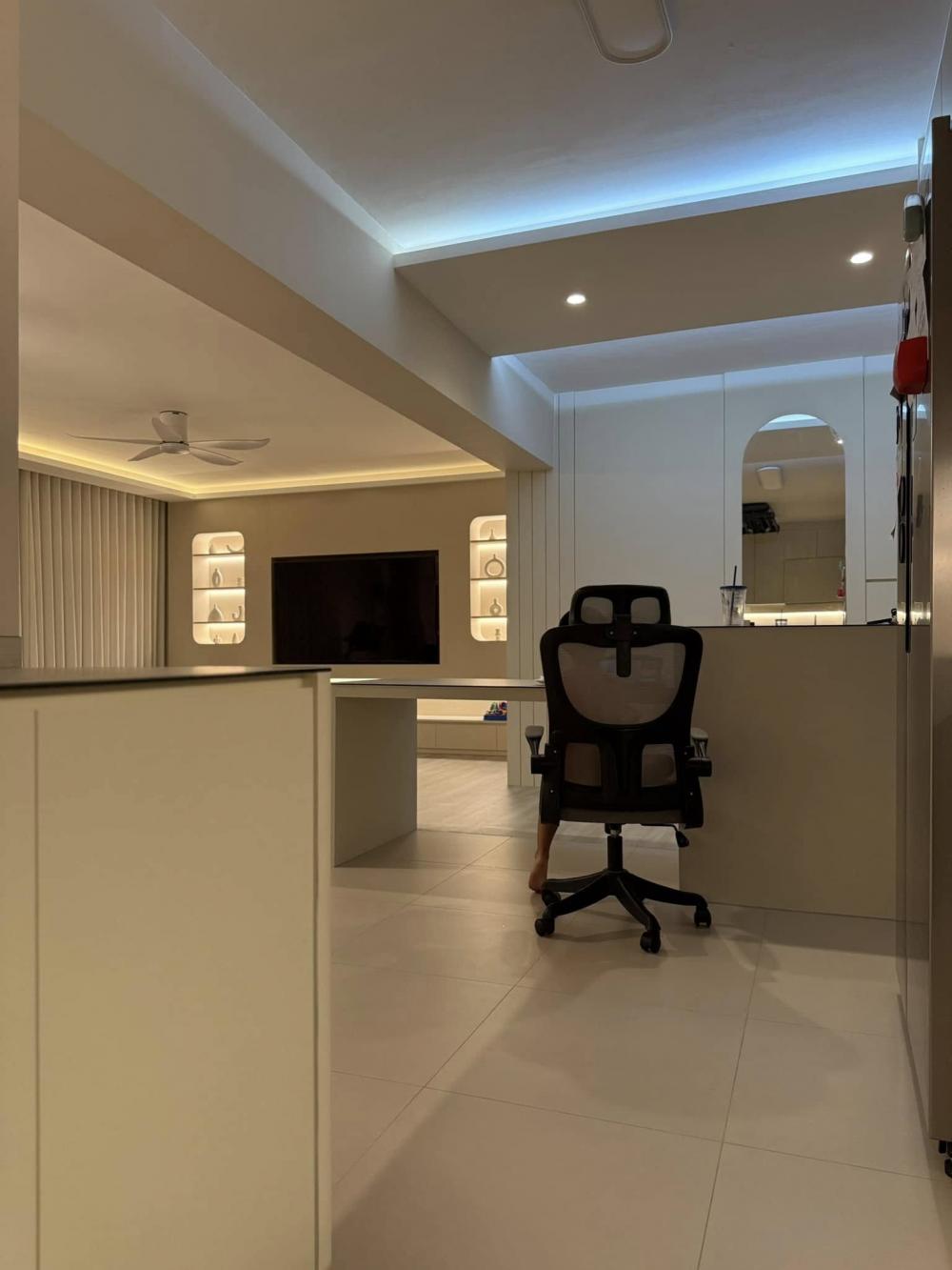 Scandinavian Kitchen with Homogeneous Tiles and Open Kitchen