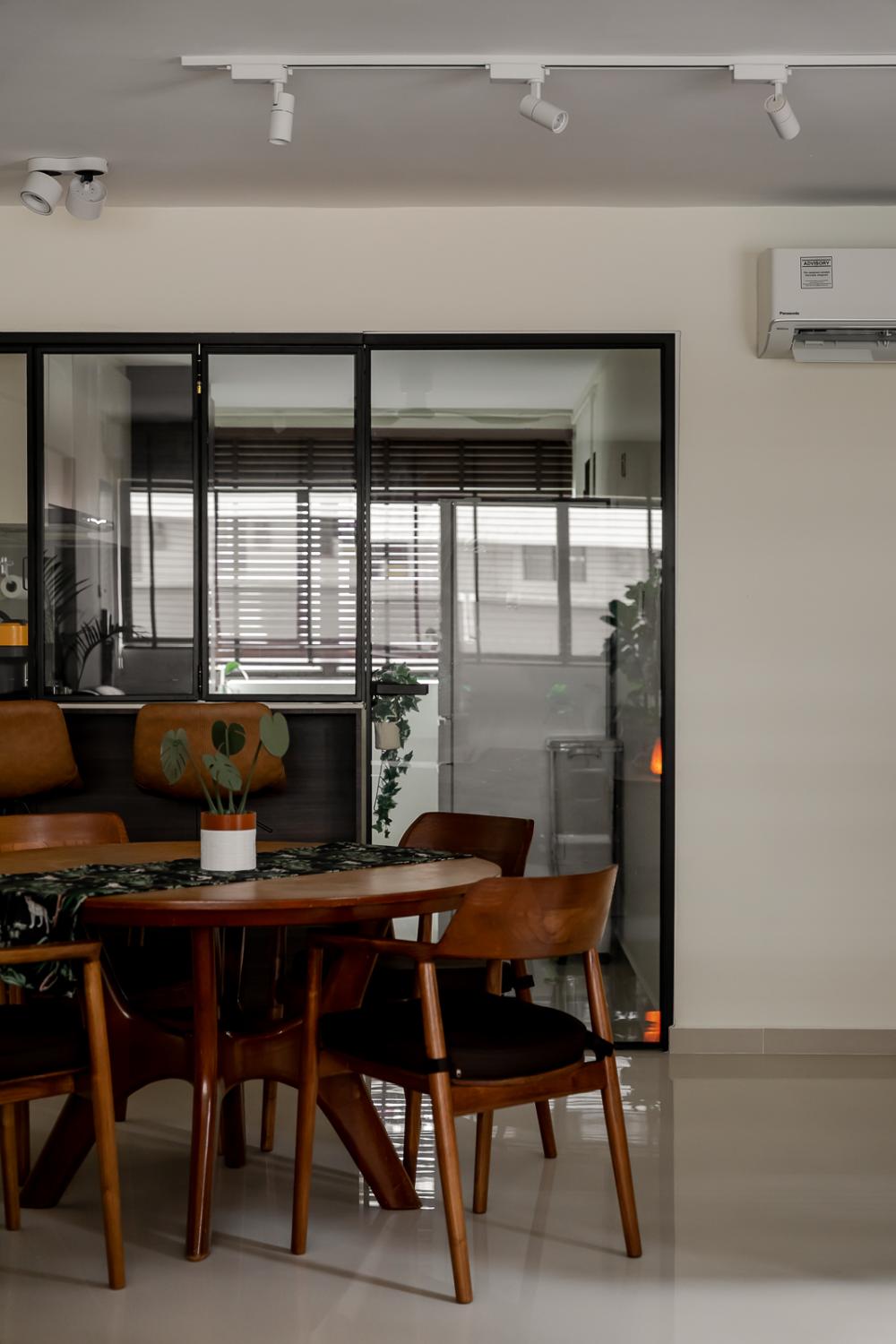 Modern Dining Room with Ceiling Light and Dining Table